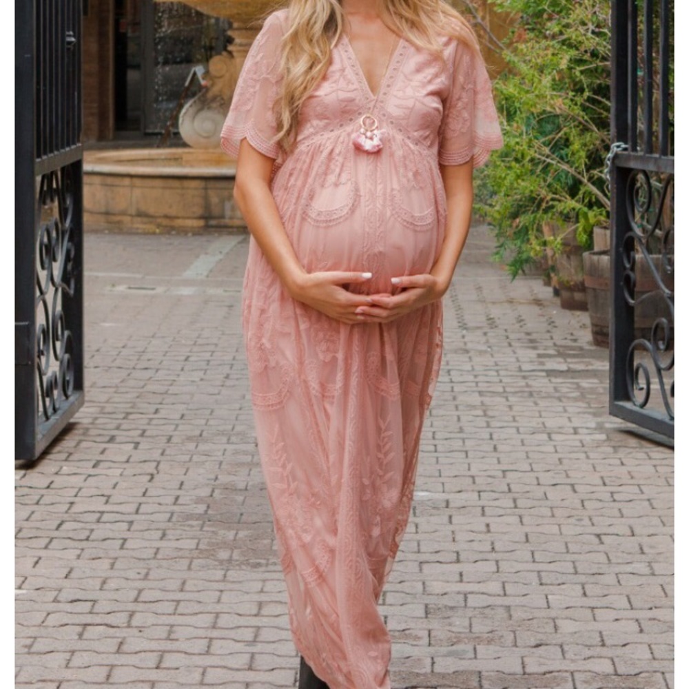Pinkblush maternity maxi dress- light pink